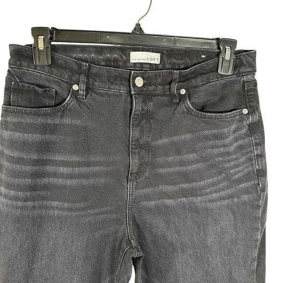 Loft Women's Jeans 11 Black Straight Crop Fray Hem - Picture 3 of 6